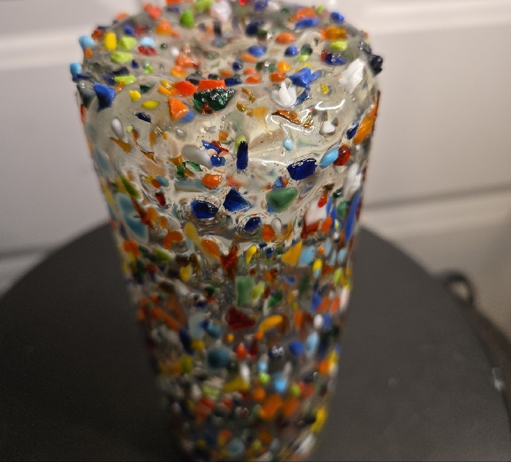 Colorful Multicolor Hand Blown Glass Vase - Picture 9 of 9